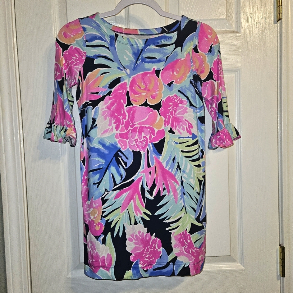 Lilly Pulitzer Floral Print 3/4 Sleeve Dress L (9-10)